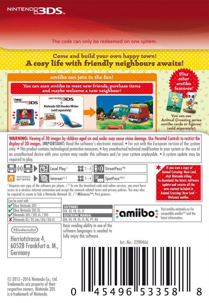 animal crossing new leaf download codes
